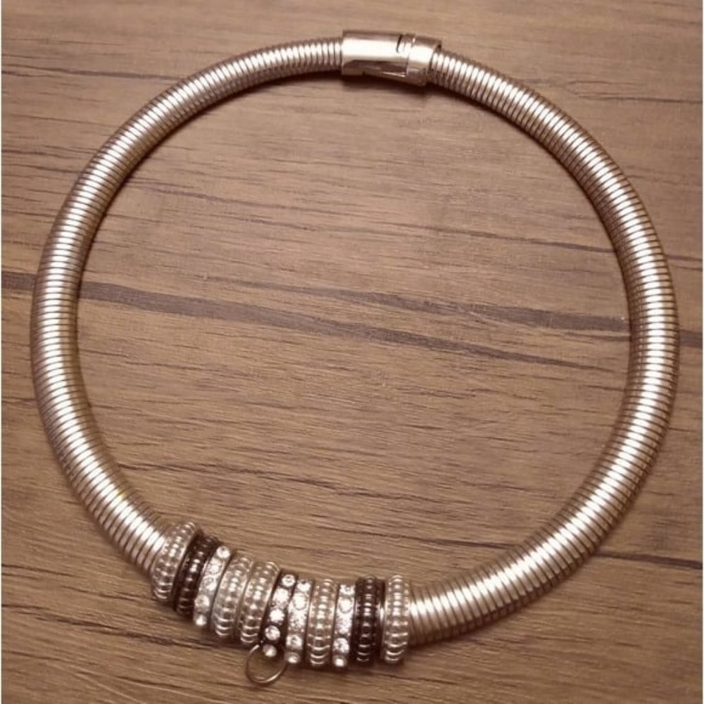 Silver caged hollywood choker with Crystals